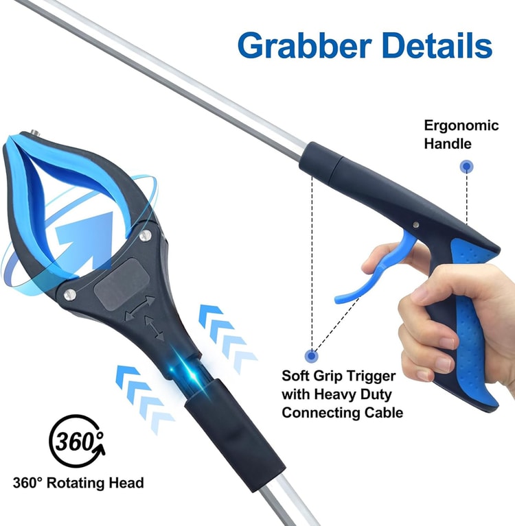 Foldable Reacher Grabber Tool Collapsible Trash Picker Pickup Tool for Home Garden & Outdoor Use