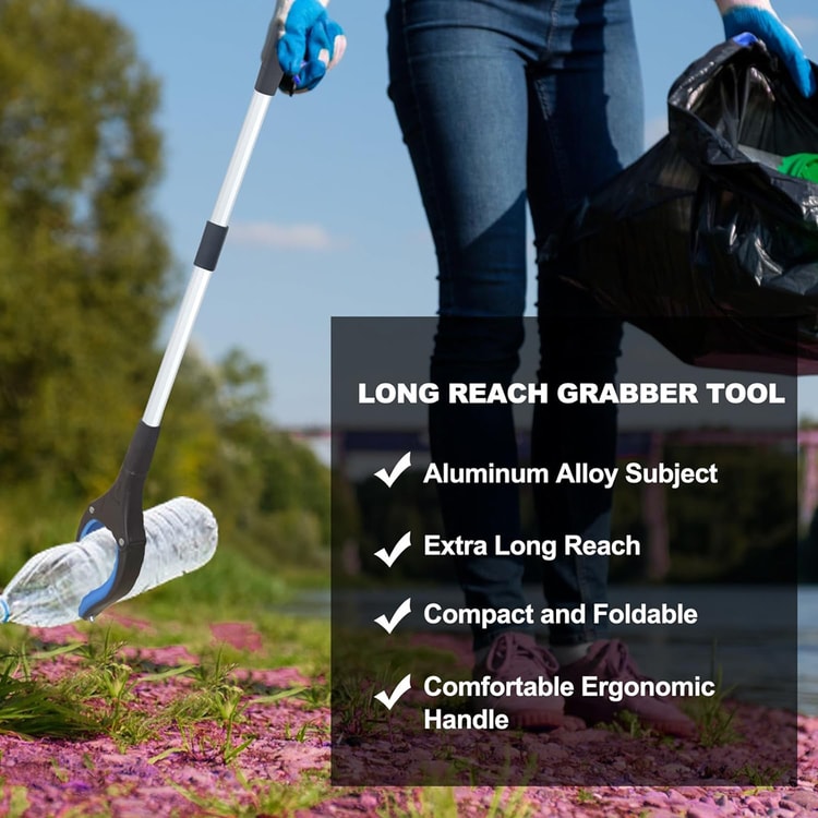 Foldable Reacher Grabber Tool Collapsible Trash Picker Pickup Tool for Home Garden & Outdoor Use