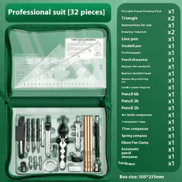 Professional Geometry Set for College Engineering & Technical Drawing