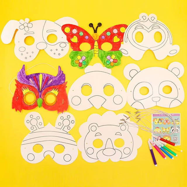Kids 8-Piece Cartoon Animal DIY Mask Craft Kit