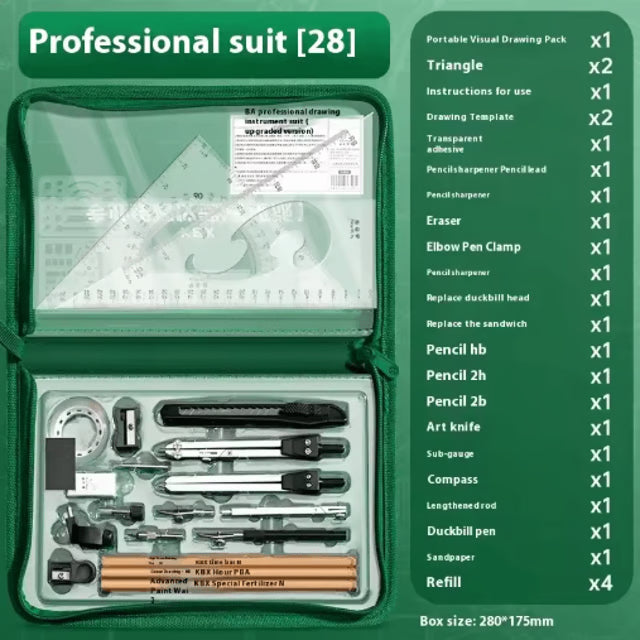 Professional Geometry Set for College Engineering & Technical Drawing