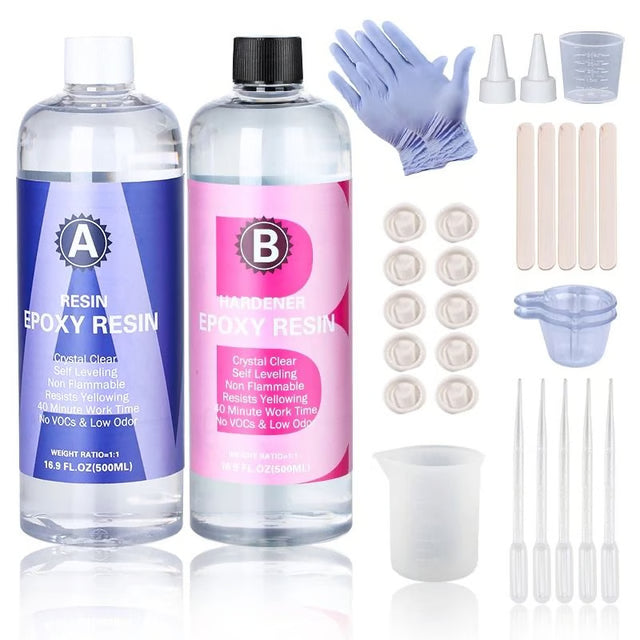Crystal Clear Epoxy Resin Kit 1 to 1 High Gloss Art Resin Kit Bubble Free Casting Resin for DIY Crafts and Jewelry