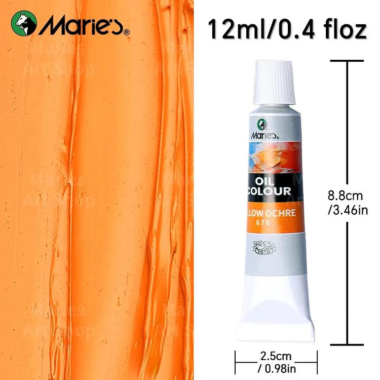 Marie's 19 Piece Oil Paint Set with 12 Colors Pigments and 7 Brushes Artist Painting Kit