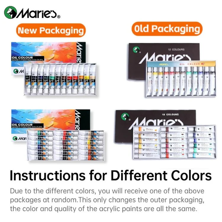 Marie's 19 Piece Oil Paint Set with 12 Colors Pigments and 7 Brushes Artist Painting Kit