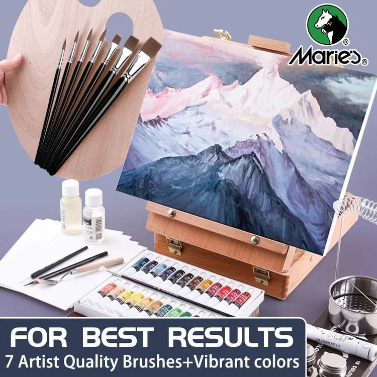 Marie's 19 Piece Oil Paint Set with 12 Colors Pigments and 7 Brushes Artist Painting Kit